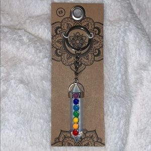 Opal Prism keychain with enamel rainbow dots
